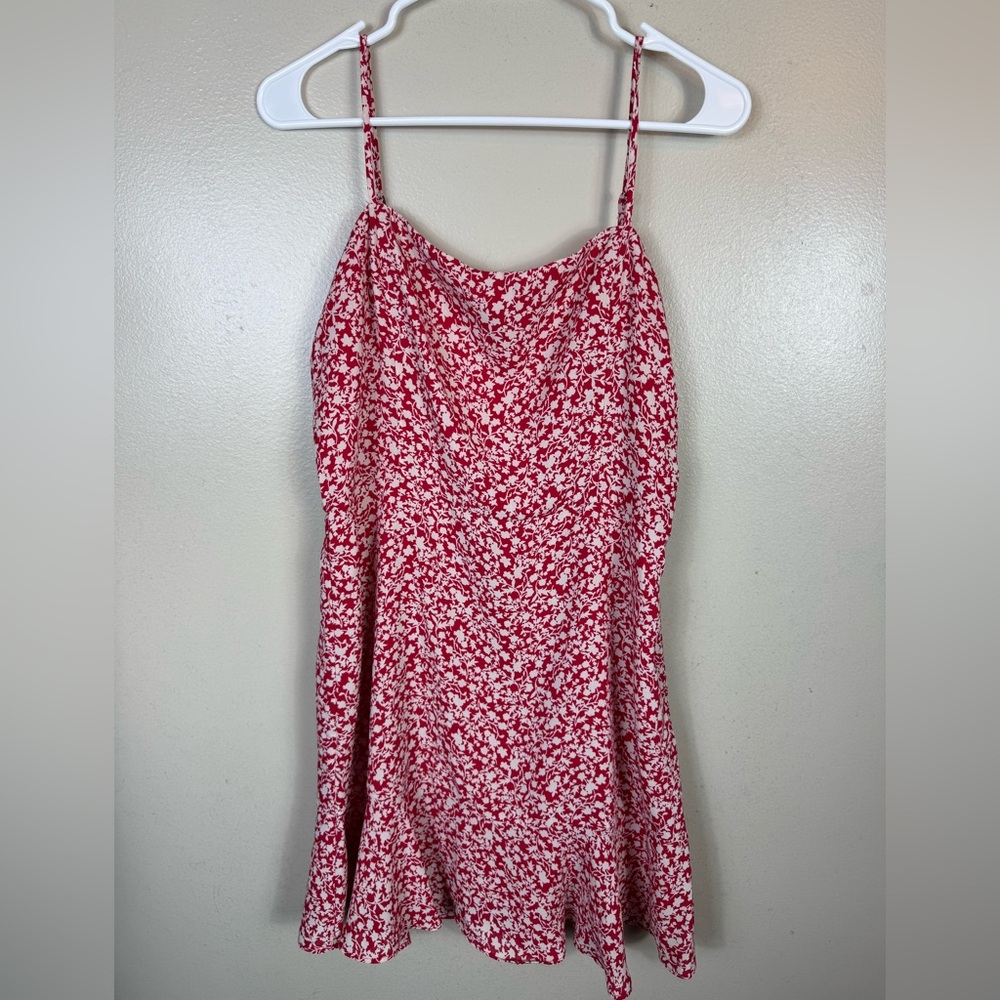 Nine Britton Floral Mini Dress Red White Large Lined Zip Sleeveless‎ Spring